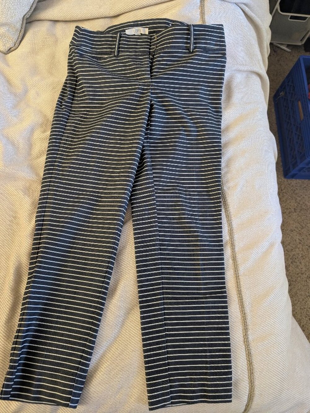 Ann Taylor Loft Striped Skinny Cropped Pants Marisa